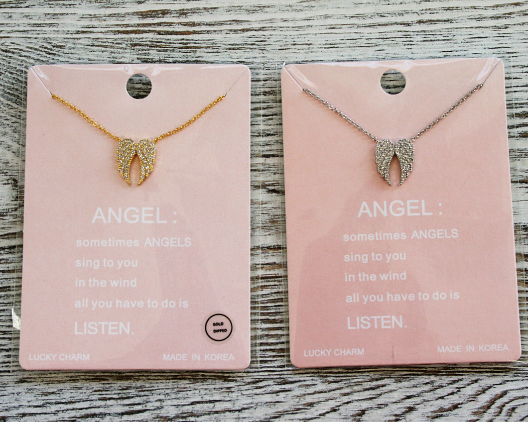 Two Wing Diamond Angel Necklace